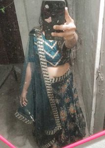 pink and Blue Lehenga Choli Combo Set