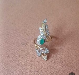 Emerald Leaf Design AD Ring