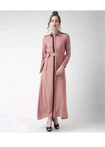 Elegant Pink Maxi Shirt Dress