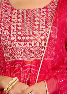 Libas Bandhani Yoke Design Mirror Work Kurta Set