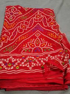 Red Bandhani Saree
