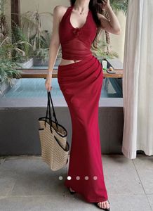 Red Halter Maxi Dress
