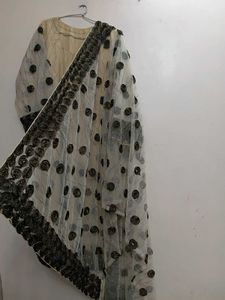 Plus Size Ribbon Work Kurti + Dupatta