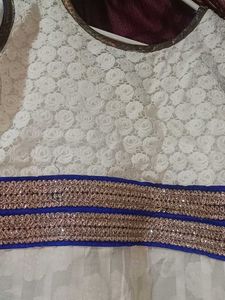 Elegant White &amp; Blue Ethnic Anarkali suit