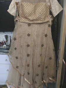 Beautiful Peach Glitter Embroided 3 Peice Lehenga