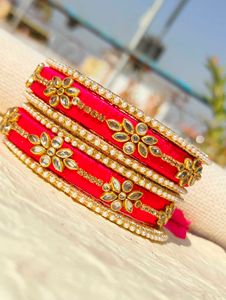 Beautiful handmade Pink and musturd Bangle Set