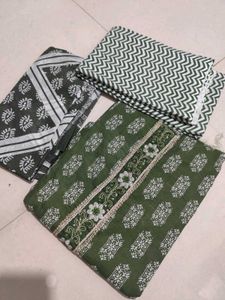 Green Printed Unstitched Suit Set