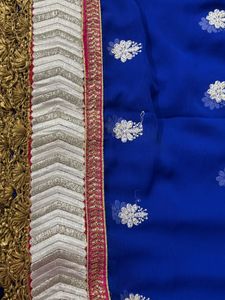 Royal Blue Embroidered Saree