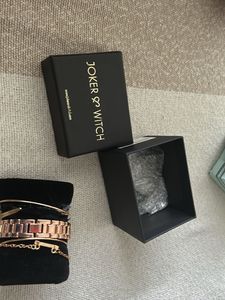 Joker &amp; Witch Rose Gold Tone Watch &amp; Bracelet Set