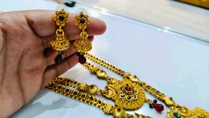 Gold Necklace and Earring Set