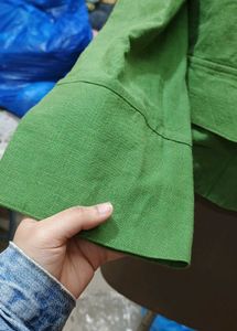 Green Boxy Cropped Jacket