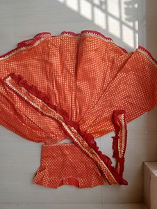 Radha Dress Orange Brocade Ghaghra Choliset