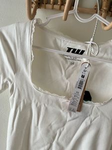 Cute White Lace Trim Top