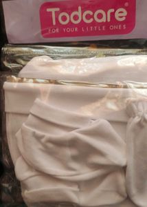 New Todcare Baby Set(White Gown,Cap,Socks,Gloves)