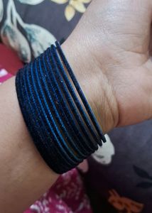Morkanthi Blue Velvet Bangels Set Of 12