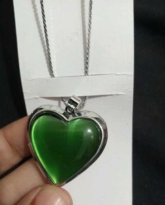 2 Pendent 1-Green Heart Necklace And 1-rhinesston.