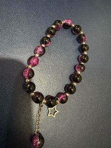 Wine Beaded Charm Bracelet