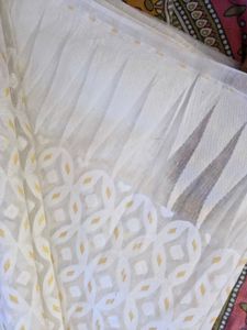 Holi Special White Silk Saree