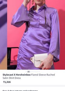 Satin Dress With Flared Slee