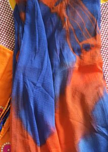 Orange Embroidered Dress Material