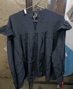 Elegant Black Eyelet Top