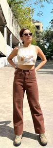 HIGH WAIST STRAIGHT BROWN JEAN 🟤🤎