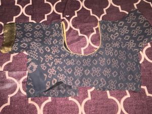 beautiful black saree with Patterned Blouse