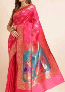 Premium Pink Banarasi Silk Saree