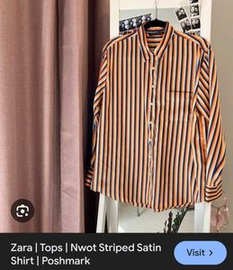 Sale 💌Zara Satin Striped Shirt 🧡