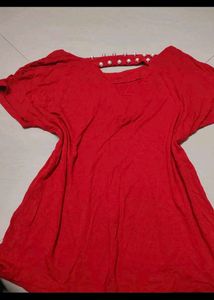 Red Top with Pearl Detail