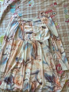 Abstract Print Long Sleeve Dress