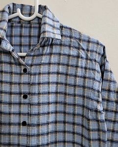Blue Plaid Cropped Shirt