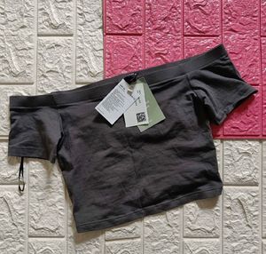 H&M Gray Off-Shoulder Top