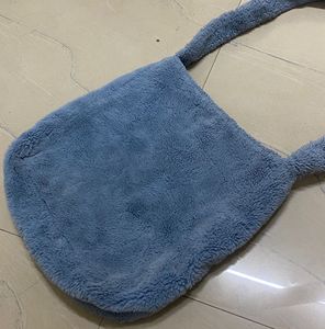 Blue Faux Fur Shoulder Bag