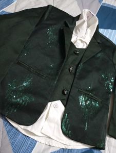 Dark Green Blazer, Vest, &amp; Pant Set