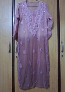 OMBRE PINK CHIKANKARI KURTI