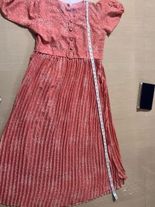 Pink Polka Dot Pleated Dress