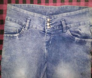 High-Waisted Button Jeans