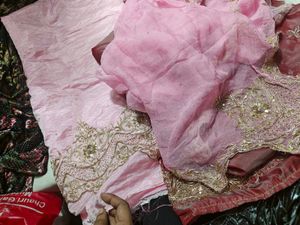 Pink dabka Embroidered Dress Material