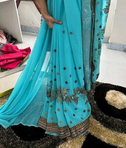 Sequins Work Saree Party Wear