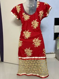 Pintrest Designer Embroidered Red Kurta