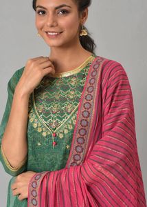 Elegant Green &amp; Pink Kurta Set