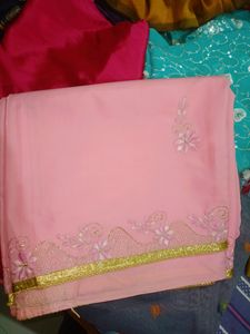 Pink Embroidered Saree