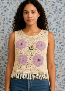Crochet Flower Heart Vest