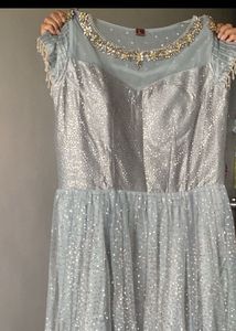 Elegant Silver Ethnic Gown