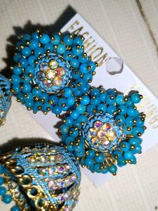 Blue Jhumka Earrings