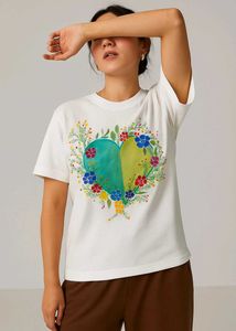 Hand Painted Floral Heart Graphic Tee
