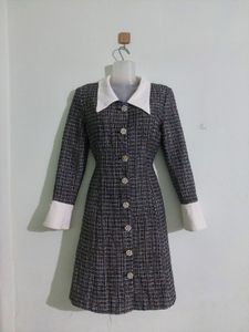 Chic Tweed Button-Down Dress
