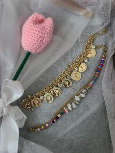 Gold Coin & Beaded Bracelet Set
