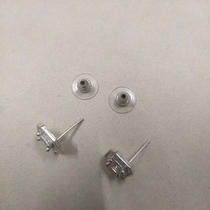 Pure Silver Square Shape AD Studs/Earrings 1 pair